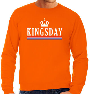 Bellatio Decorations Grote maten Kingsday sweater oranje voor heren - Koningsdag truien 3XL