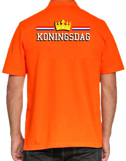 Bellatio Decorations Grote maten Koningsdag met kroon polo shirt oranje voor heren - Koningsdag polo shirts 3XL