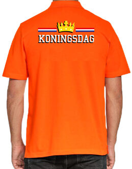 Bellatio Decorations Grote maten Koningsdag met kroon polo shirt oranje voor heren - Koningsdag polo shirts