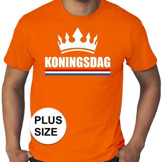 Bellatio Decorations Grote maten Koningsdag met kroon shirt oranje heren 3XL - Feestshirts