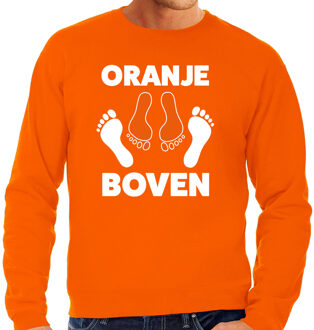 Bellatio Decorations Grote maten oranje boven sweater oranje voor heren - Koningsdag truien