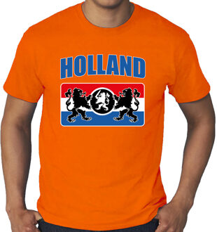 Bellatio Decorations Grote maten oranje fan shirt / kleding Holland met een Nederlands wapen EK/ WK voor heren 3XL - Feestshirts