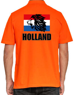Bellatio Decorations Grote maten oranje poloshirt met leeuw en vlag Holland / Nederland supporter EK/ WK voor heren