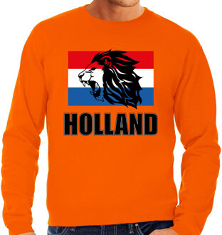 Bellatio Decorations Grote maten oranje sweater / trui Holland / Nederland supporter met leeuw en vlag EK/ WK voor heren