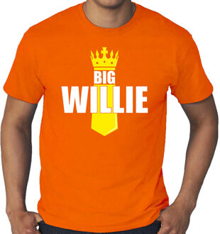 Bellatio Decorations Grote maten oranje Willie shirt met kroontje - Koningsdag t-shirt voor heren 3XL - Feestshirts