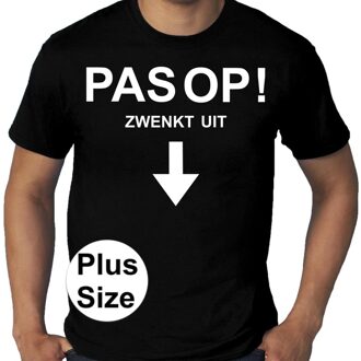 Bellatio Decorations Grote maten PAS OP zwenkt uit fun tekst  t-shirt zwart heren 3XL