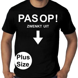 Bellatio Decorations Grote maten PAS OP zwenkt uit fun tekst t-shirt zwart heren