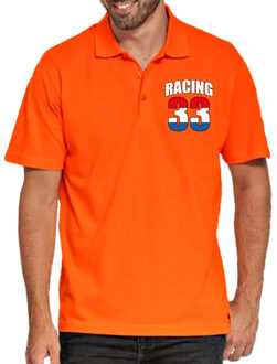 Bellatio Decorations Grote maten racing 33 coureur supporter / race fan poloshirt op borst oranje voor heren