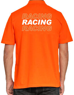 Bellatio Decorations Grote maten Racing supporter / race fan polo shirt oranje voor heren 3XL