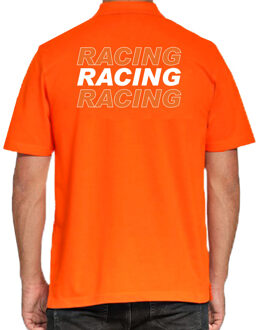 Bellatio Decorations Grote maten Racing supporter / race fan polo shirt oranje voor heren