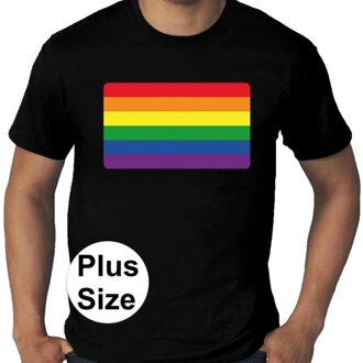 Bellatio Decorations Grote maten regenboog vlag gay pride t-shirt zwart heren 3XL