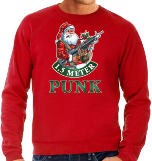 Bellatio Decorations Grote maten rode Kerstsweater / Kerstkleding 1,5 meter punk voor heren 3XL (58) - kerst truien Rood