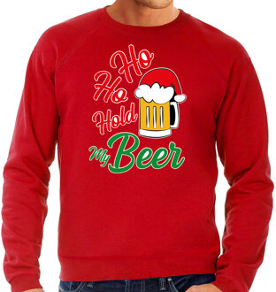 Bellatio Decorations Grote maten rode Kersttrui / Kerstkleding Ho ho hold my beer voor heren 3XL (58) - kerst truien Rood