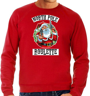 Bellatio Decorations Grote maten rode Kersttrui / Kerstkleding Northpole roulette voor heren 3XL (58) - kerst truien Rood