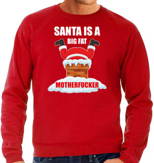 Bellatio Decorations Grote maten rode Kersttrui / Kerstkleding Santa is a big fat motherfucker voor heren 3XL (58) - kerst truien Rood