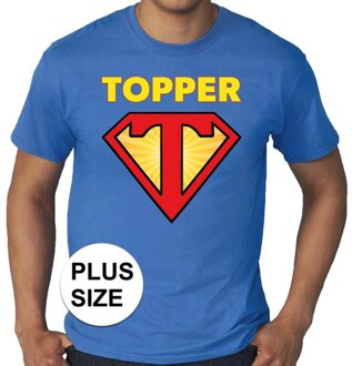 Bellatio Decorations Grote maten Super Topper logo t-shirt blauw heren