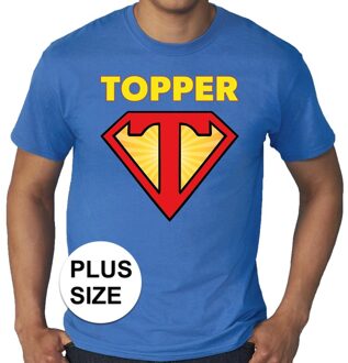 Bellatio Decorations Grote maten Super Topper t-shirt heren blauw  / Super Topper plus size shirt heren 3XL