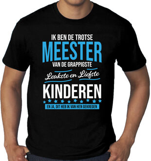 Bellatio Decorations Grote maten Trotse meester cadeau t-shirt zwart voor heren