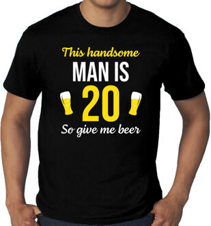 Bellatio Decorations Grote maten verjaardag cadeau t-shirt 20 jaar - this handsome man is 20 give beer zwart voor heren 3XL