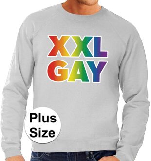 Bellatio Decorations Grote maten  XXL Gay regenboog sweater grijs voor heren 3XL