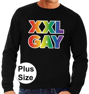 Bellatio Decorations Grote maten  XXL Gay regenboog sweater zwart voor heren 3XL