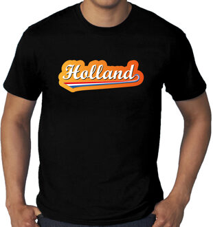 Bellatio Decorations Grote maten zwart fan t-shirt voor heren - Holland met Nederlandse wimpel - Nederland supporter - EK/ WK shirt / outfit 4XL