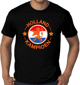Bellatio Decorations Grote maten zwart t-shirt Holland / Nederland supporter Holland kampioen met leeuw EK/ WK voor heren