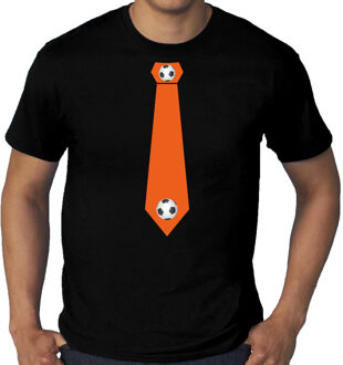 Bellatio Decorations Grote maten zwart t-shirt Holland / Nederland supporter oranje voetbal stropdas EK/ WK voor heren