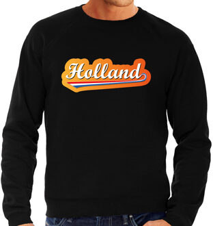 Bellatio Decorations Grote maten zwarte fan sweater / trui Holland met Nederlandse wimpel EK/ WK voor heren 3XL - Feesttruien