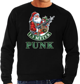 Bellatio Decorations Grote maten zwarte Kerstsweater / Kerstkleding 1,5 meter punk voor heren 3XL (58) - kerst truien