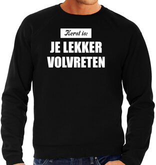 Bellatio Decorations Grote maten zwarte Kerstsweater / Kerstkleding Kerst is: je lekker volvreten voor heren 3XL (58) - kerst truien