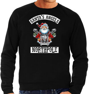 Bellatio Decorations Grote maten zwarte Kersttrui / Kerstkleding Santas angels Northpole voor heren 3XL (58) - kerst truien