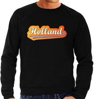 Bellatio Decorations Grote maten zwarte sweater / trui Holland/Nederland supporter met Nederlandse wimpel EK/WK heren