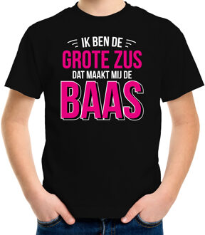 Bellatio Decorations Grote zus de baas cadeau t-shirt zwart meisjes / kinderen L (146-152)