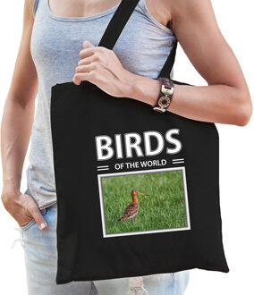 Bellatio Decorations Grutto vogel tasje zwart volwassenen en kinderen - birds of the world kado boodschappen tas