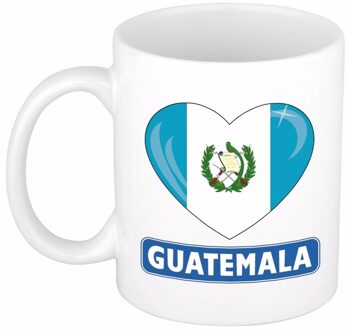 Bellatio Decorations Guatemalaanse vlag hartje theebeker 300 ml Multi