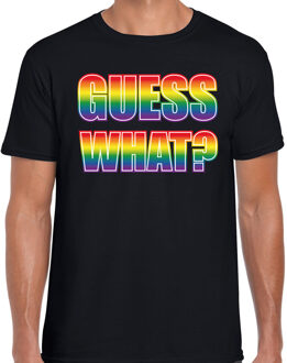 Bellatio Decorations Guess what tekst coming out regenboog / LHBT t-shirt zwart voor heren 2XL