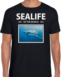 Bellatio Decorations Haaien t-shirt met dieren foto sealife of the world zwart voor heren