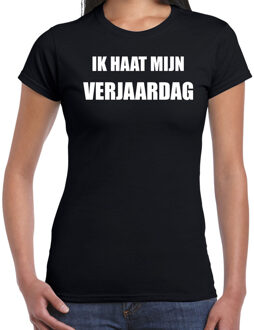 Bellatio Decorations Haat mijn verjaardag cadeau t-shirt zwart voor dames - Verjaardag kado shirt / outfit 2XL