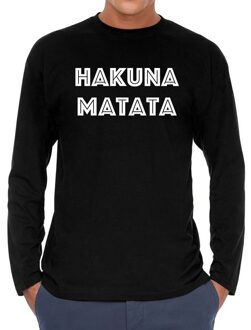 Bellatio Decorations Hakuna matata long sleeve t-shirt zwart voor heren 2XL