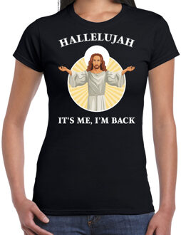 Bellatio Decorations Hallelujah its me im back Kerst t-shirt / outfit zwart voor dames