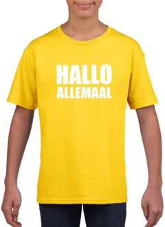 Bellatio Decorations Hallo allemaal tekst geel t-shirt voor kinderen L (146-152)