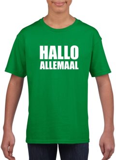 Bellatio Decorations Hallo allemaal tekst groen t-shirt voor kinderen L (146-152)