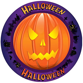 Bellatio Decorations Halloween bierviltjes - 25x stuks - pompoen - karton - dubbelzijdig Multi