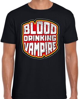 Bellatio Decorations Halloween blood drinking vampire verkleed t-shirt zwart heren 2XL