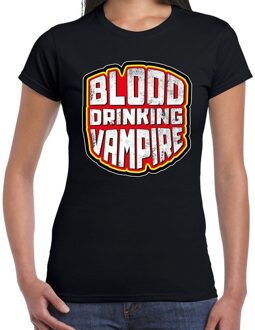 Bellatio Decorations Halloween blood drinking vampire verkleed t-shirt zwart voor dam 2XL