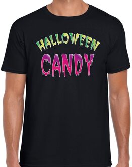 Bellatio Decorations Halloween candy verkleed t-shirt zwart voor heren 2XL