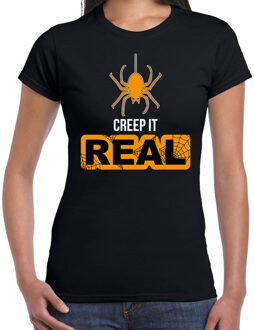 Bellatio Decorations Halloween Creep it real horror shirt zwart voor dames - spinnen verkleed t-shirt / kostuum XS - Feestshirts