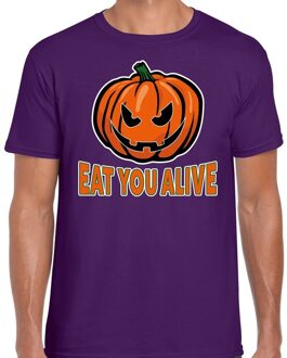 Bellatio Decorations Halloween Eat you alive verkleed t-shirt paars voor heren 2XL