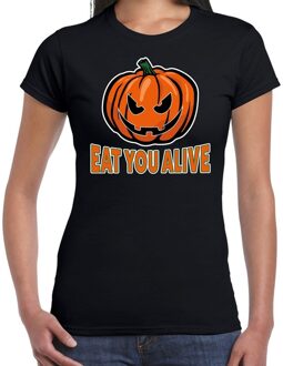 Bellatio Decorations Halloween Eat you alive verkleed t-shirt zwart voor dames 2XL